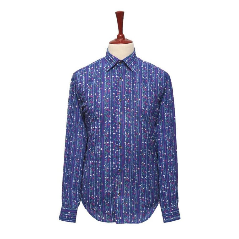 Mens Shirt Button Up Blue Red Green Floral Casual Tropical Hawaiian Beach Medium